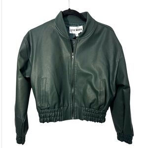 Steve Madden Hunter Green Vegan Parker Bomber Jacket Size Medium NWT